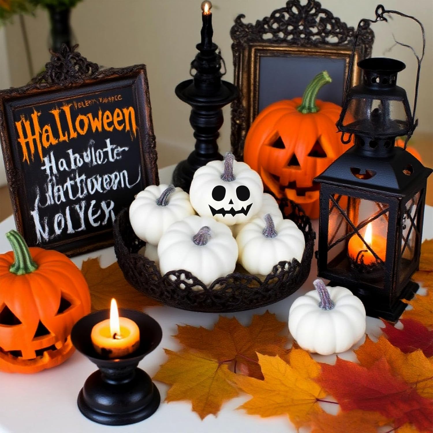 FUTUREPLUSX 12PCS White Fake Pumpkins for Painting and Decorating