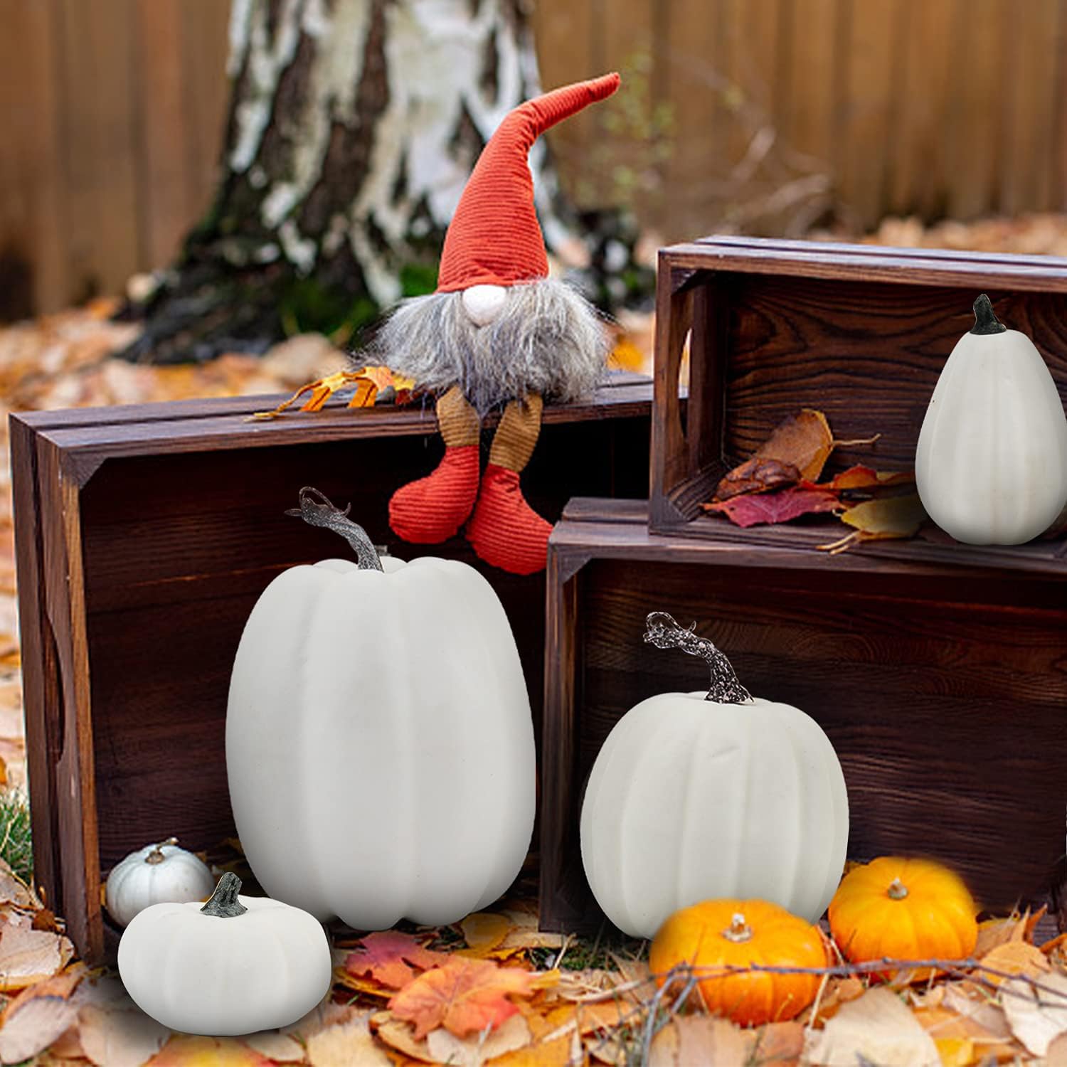 CCINEE 12PCS White Foam Pumpkins for Halloween Decorations