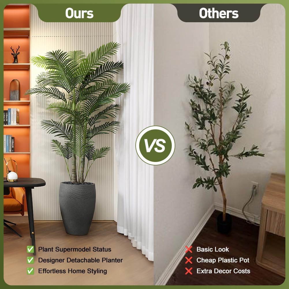 VeriNatural 8ft Artificial Palm Tree with Gray Planter
