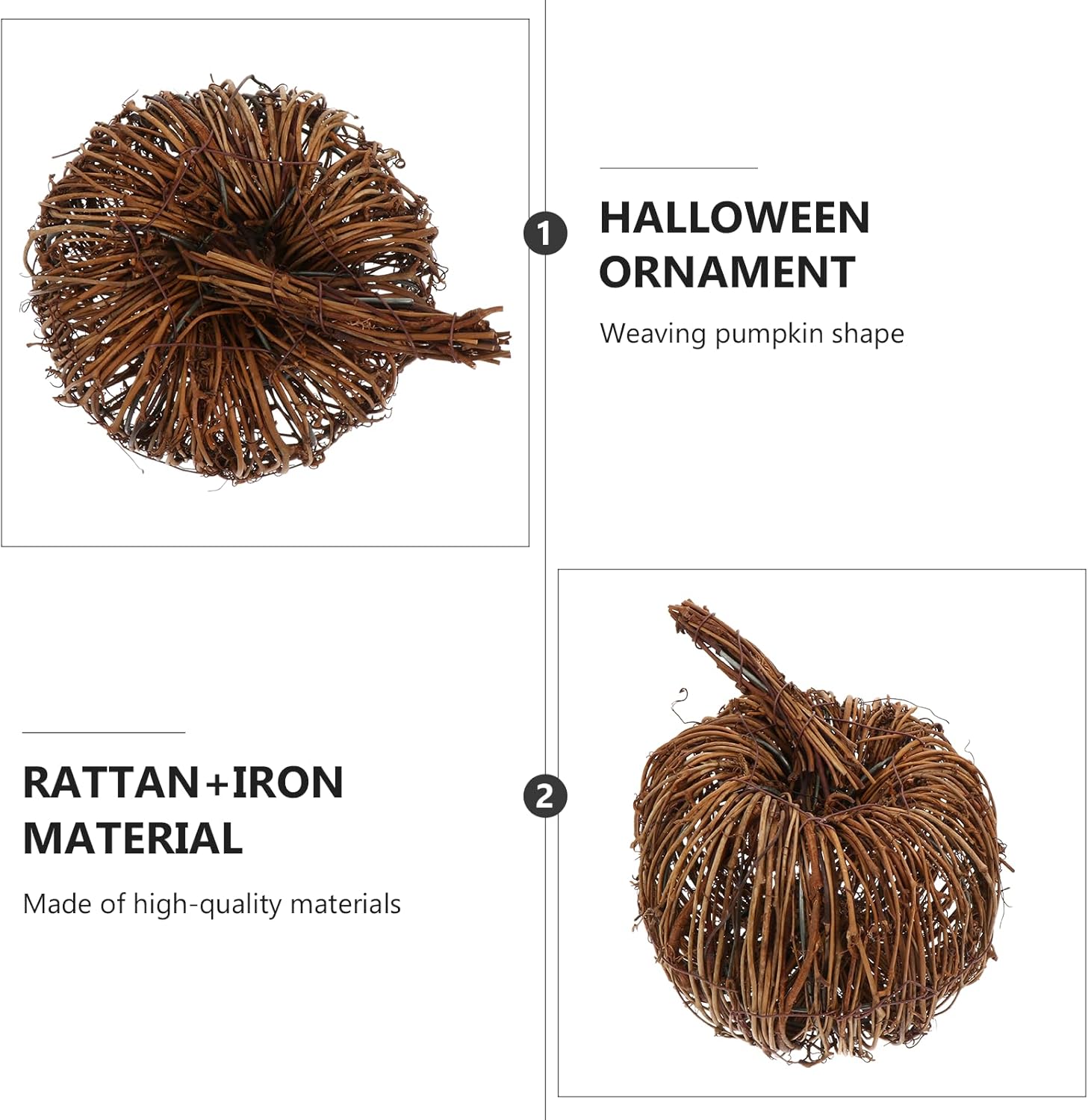 Artificial Rattan Pumpkin Decor 15cm for Halloween Fall