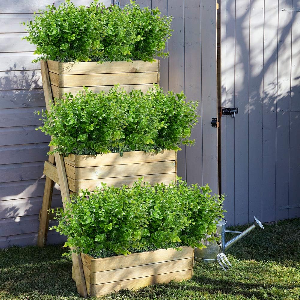 8 Bundles UV Resistant Artificial Boxwood Plants