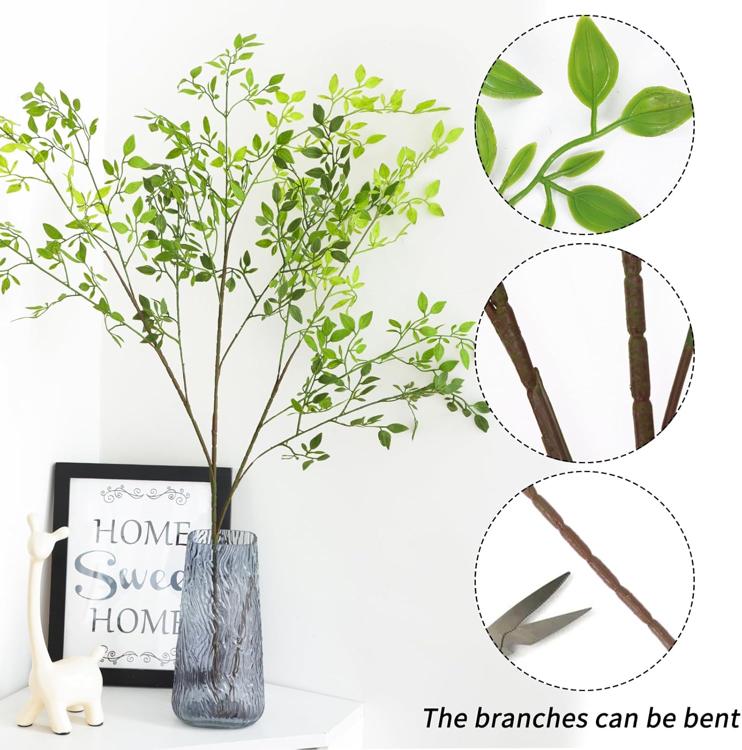 CEWOR 4pcs Artificial Greenery Branches for Tall Vase Decor