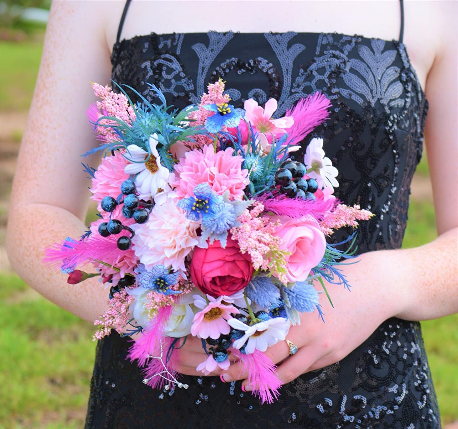 Fermus 8 Stems Artificial Blue Thistle Flowers Real Touch Decor