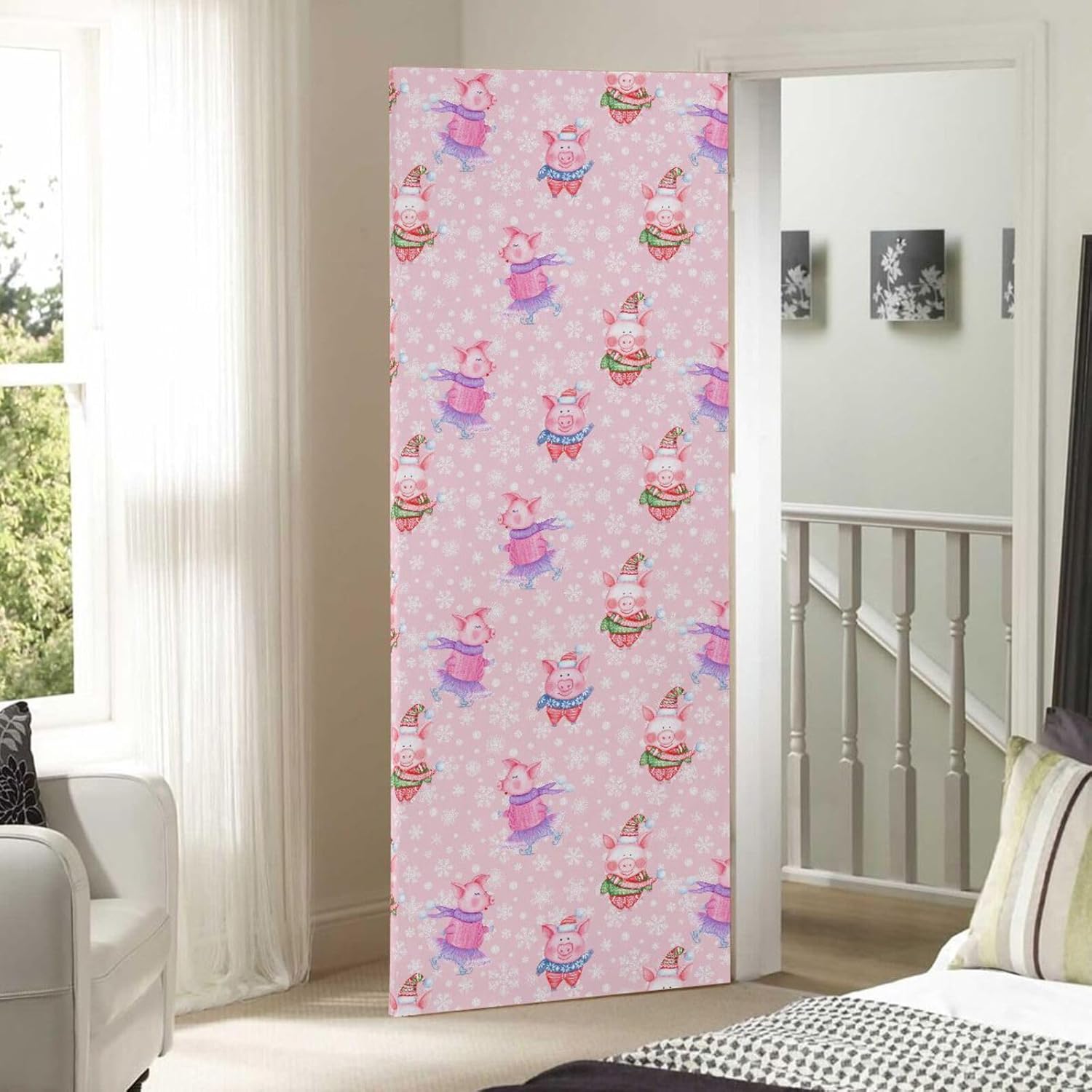 Susiyo Funny Pigs Christmas Door Cover Decoration