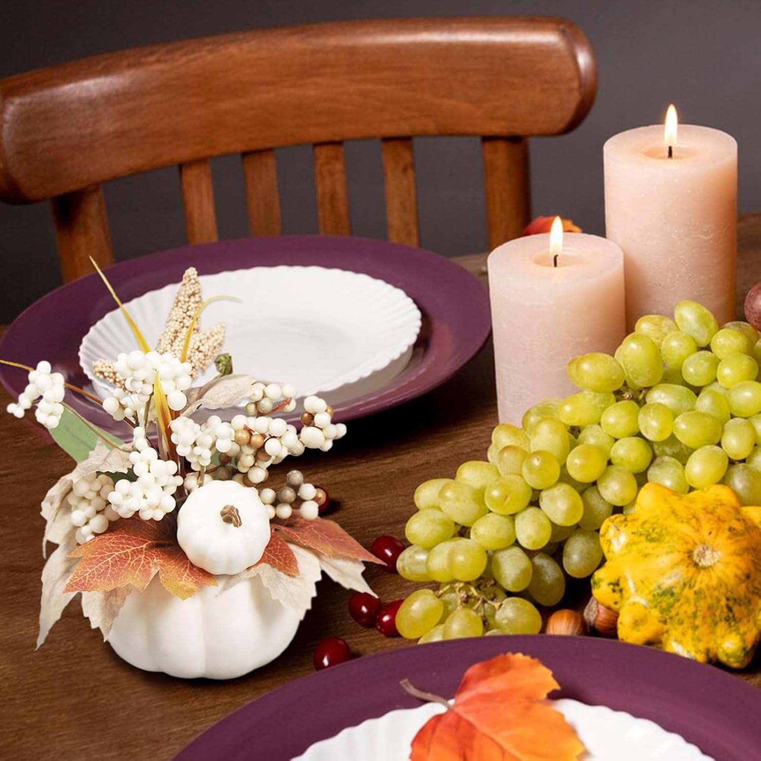 Artificial Pumpkin and Berries Arrangement Fall Decor for Holidays