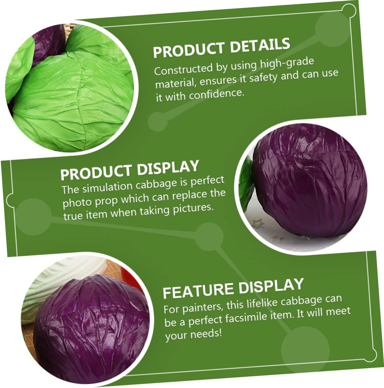 Ciieeo 2pcs Lifelike Artificial Cabbage Plant for Home Decoration
