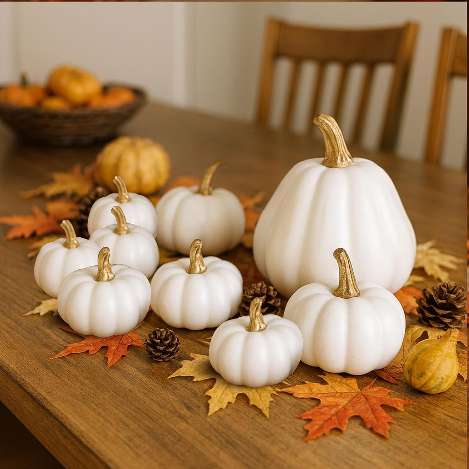 DomeStar 18PCS White Foam Pumpkins for Wedding Decor