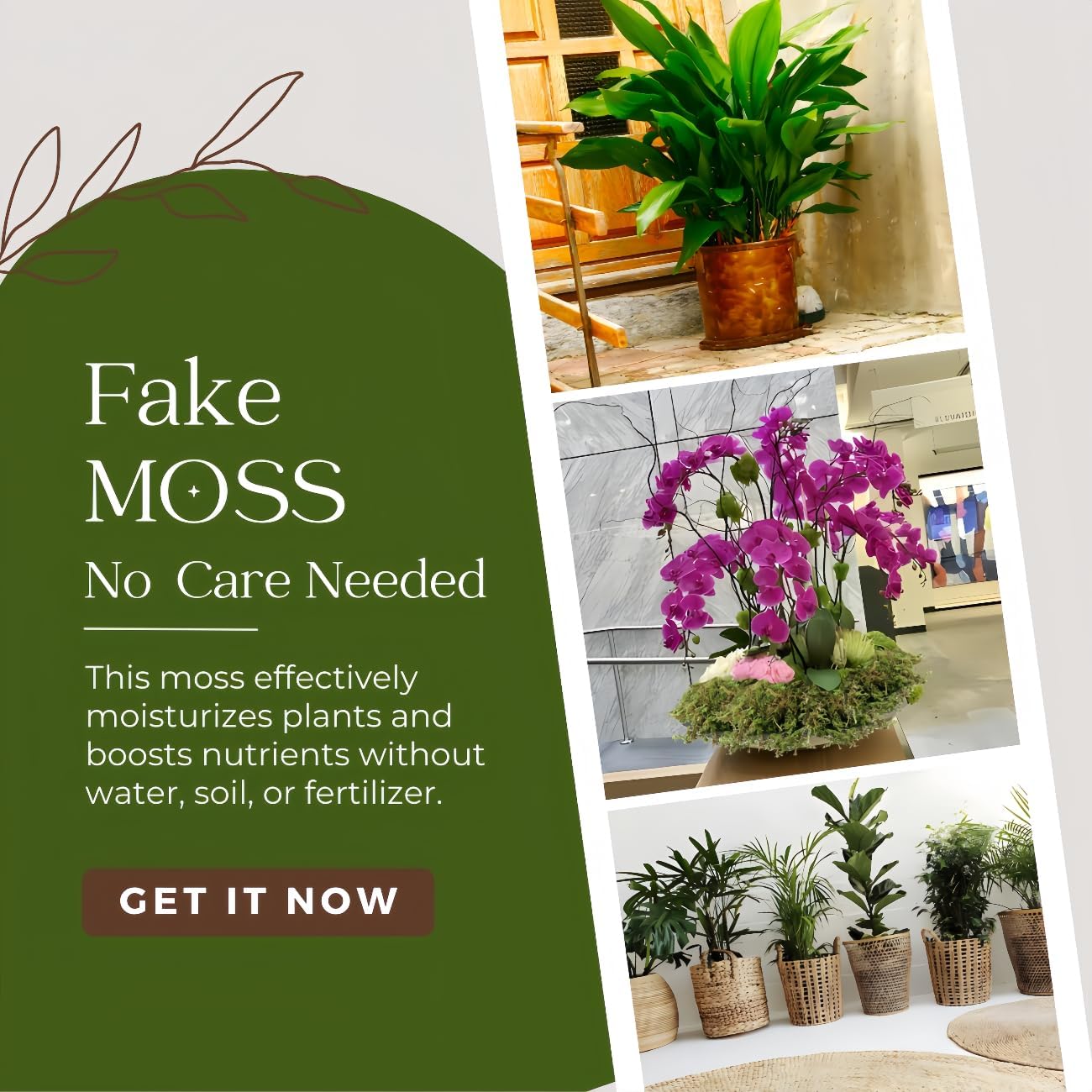 BYHER Artificial Green Moss for Indoor Planters and Crafts