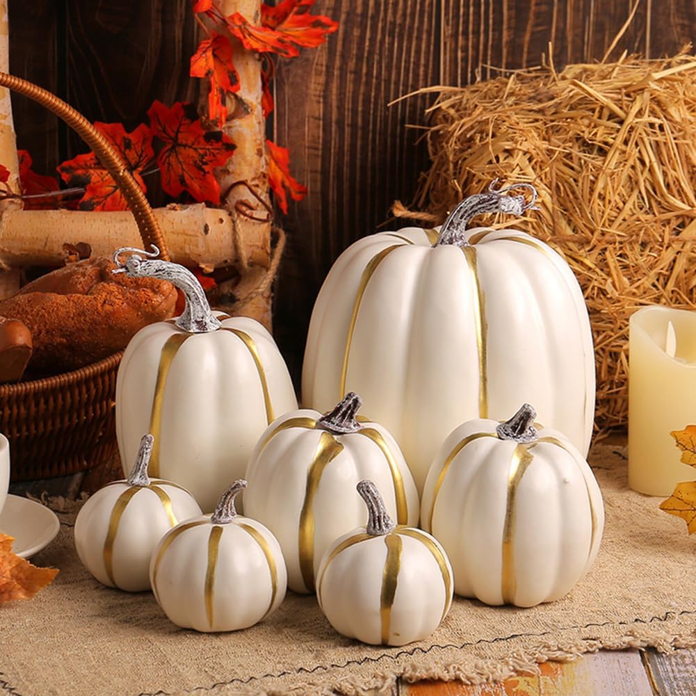 Surakey Artificial Pumpkins 7PCS Foam Set for Fall Decor