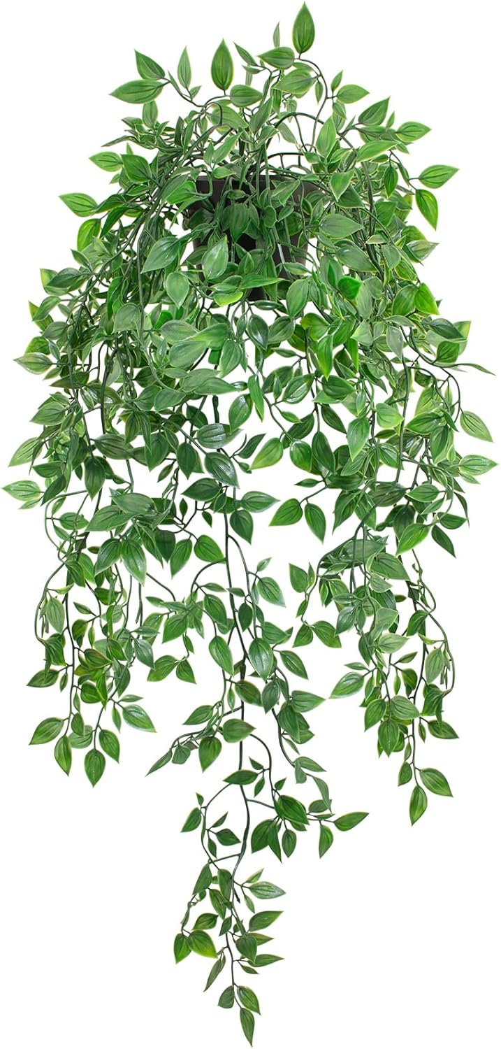 LUZOGA Fake Hanging Plant with Pot Black