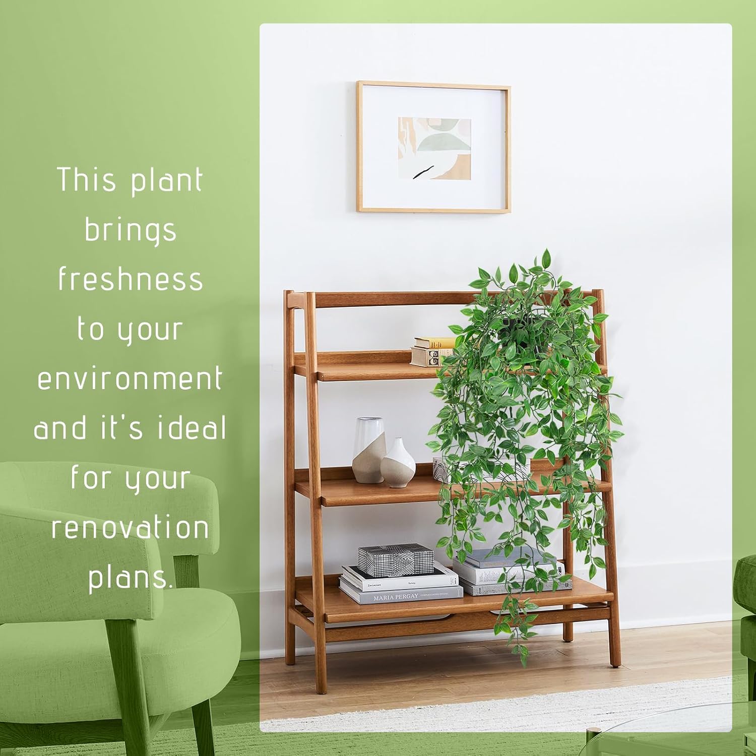 LUZOGA Fake Hanging Plant with Pot Black