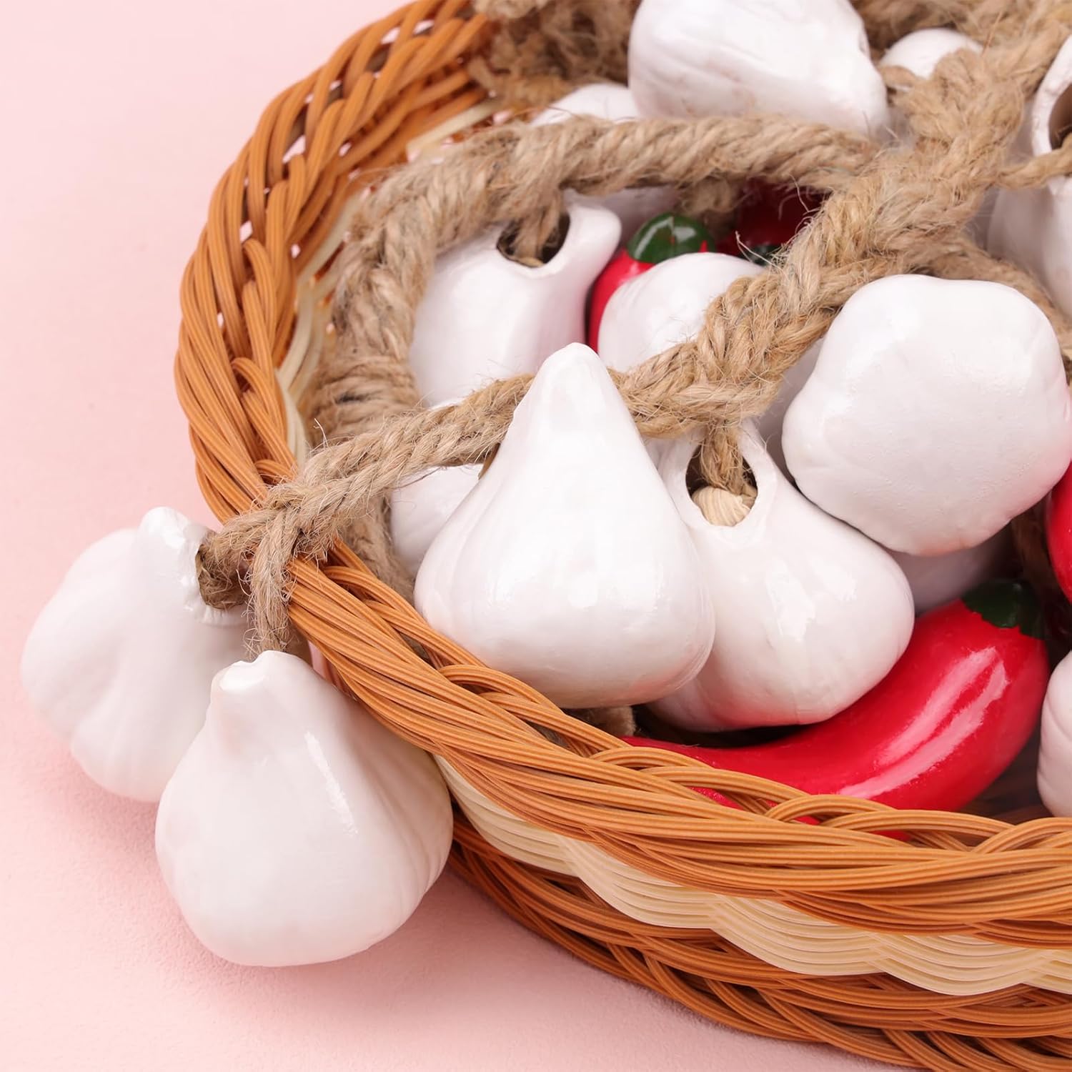 Woration Artificial Ceramic White Garlic Hanging Garland