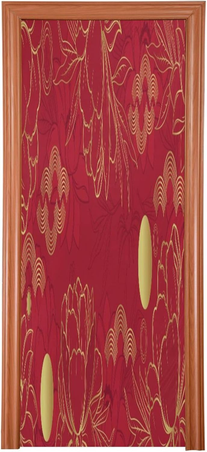 Susiyo Halloween Red Flower Door Cover 32x79 in