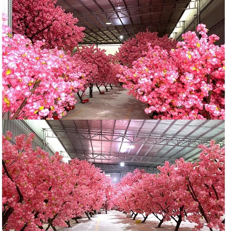 QIUPAI Round Pink Cherry Blossom Artificial Tree 1x09m