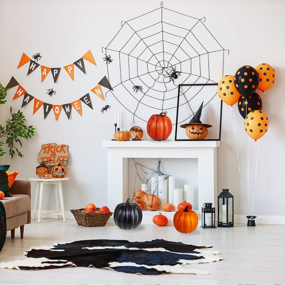 Winlyn Halloween Pumpkins Artificial Decorations 4 pcs Orange Black