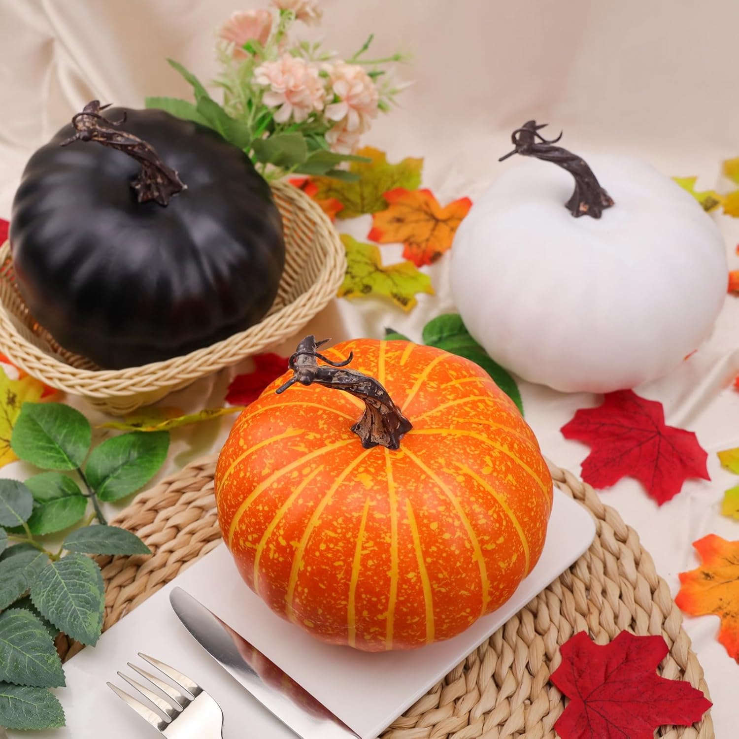 Gresorth 55 Inch Artificial White Pumpkin Decor