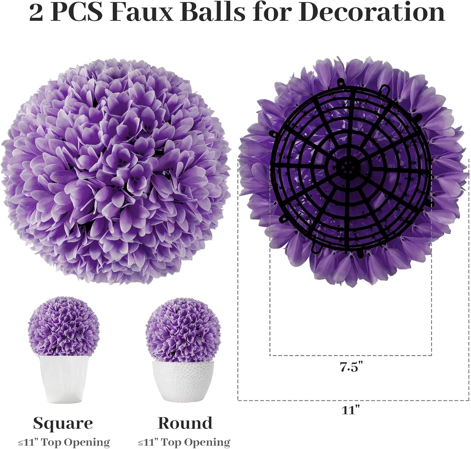 Goplus 11 Inch Artificial Topiary Balls Purple Set of 2