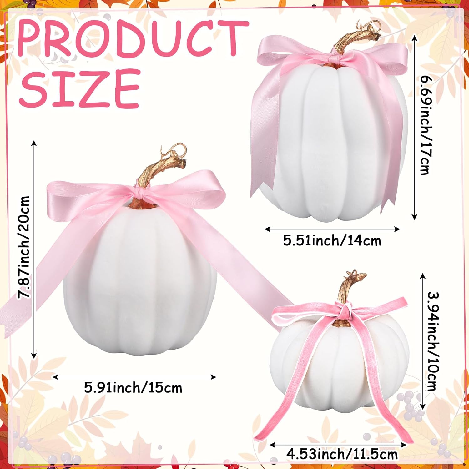 Wesiti 3 Pack Artificial Flocked Pumpkins White