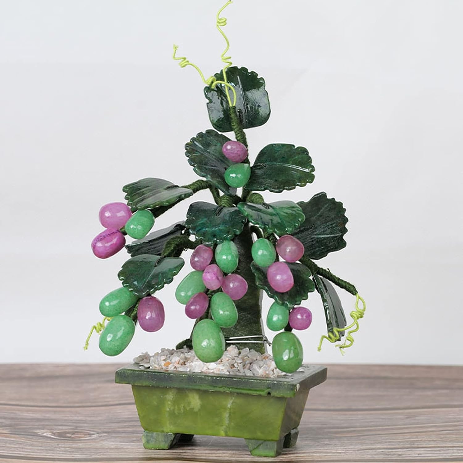Artificial Bonsai Tree Tabletop Decor with Jade Carving