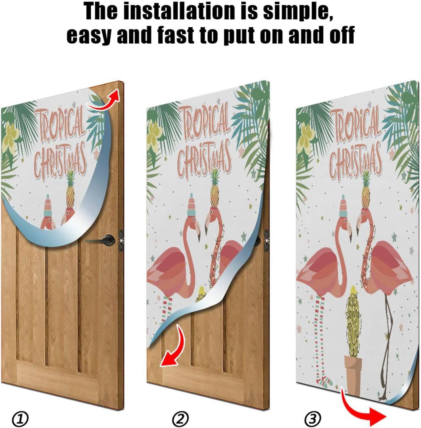 Susiyo Tropical Tree Flamingo Door Cover 35x79 Inch 1