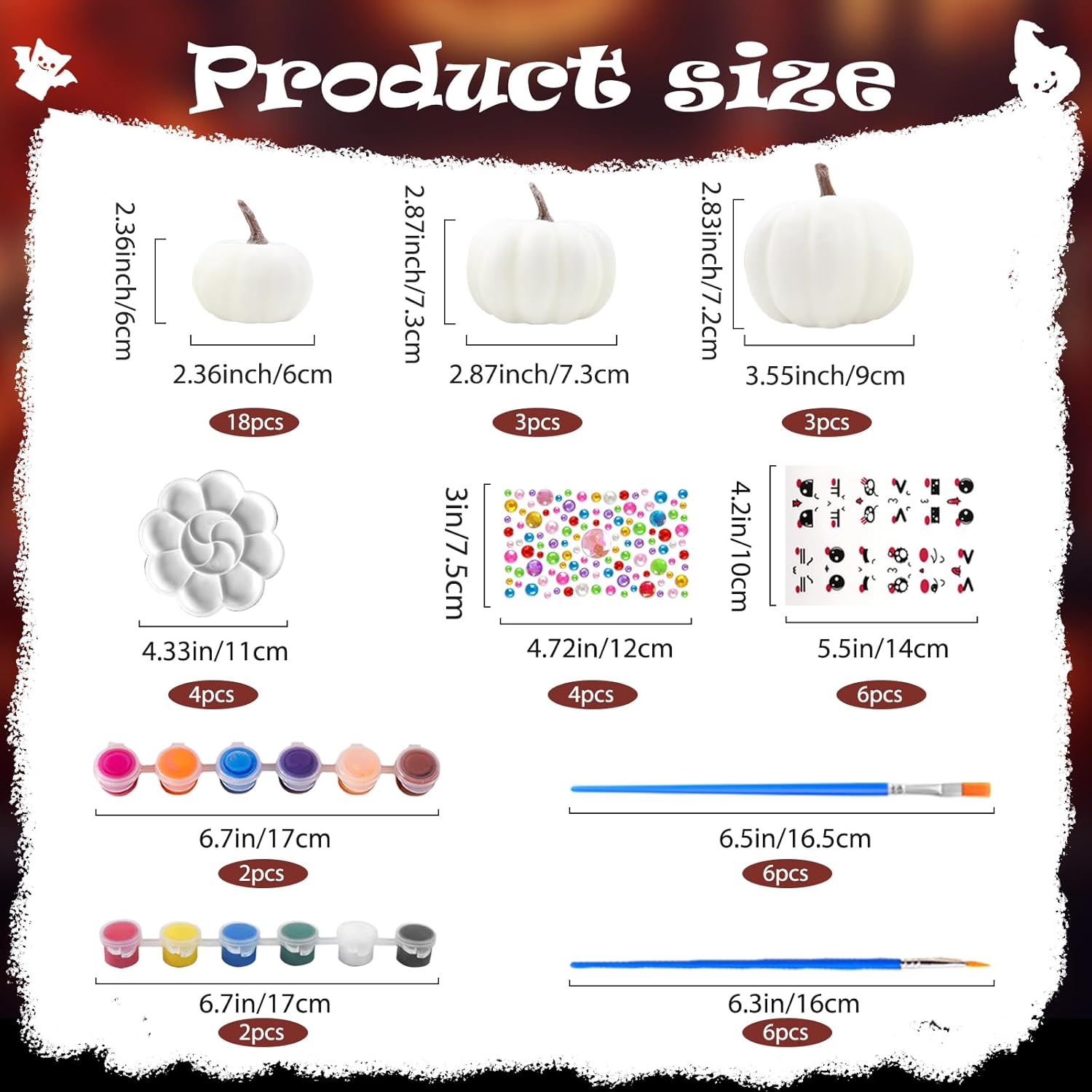 24 Pcs Paintable Foam Pumpkins Halloween Decor DIY Set