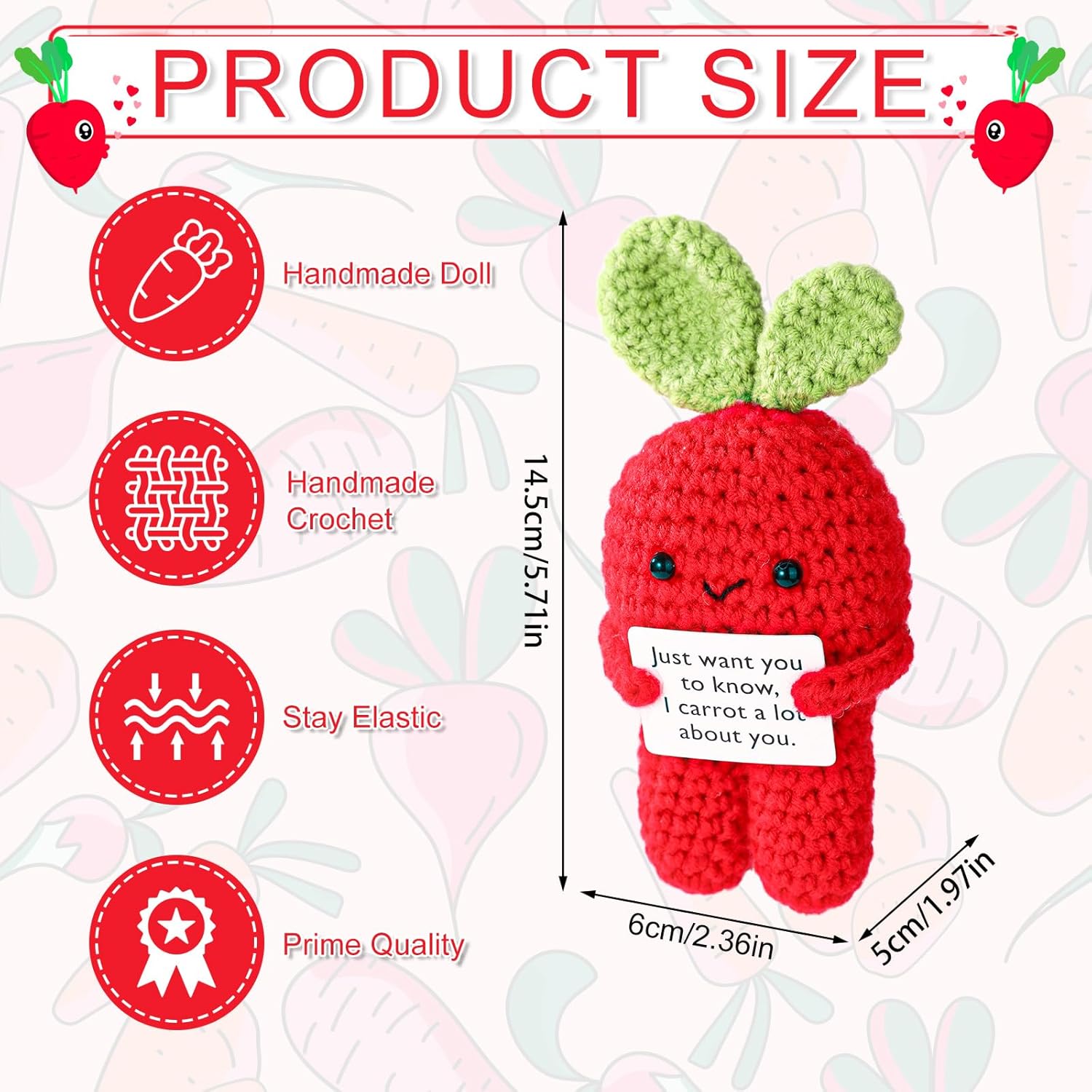 TOYMIS Positive Carrot Crochet Ornament Gift