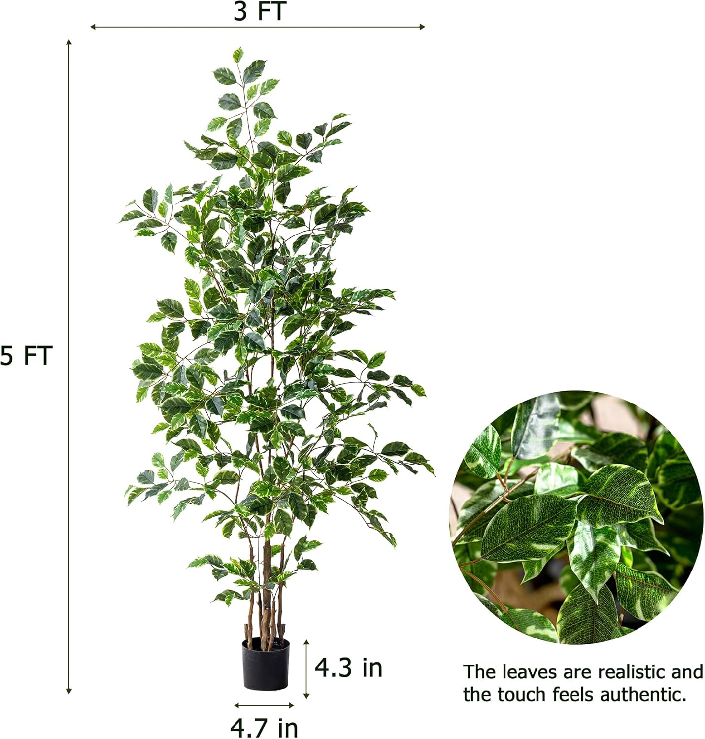 Bailikang Artificial Ficus Tree 5FT Indoor Decor