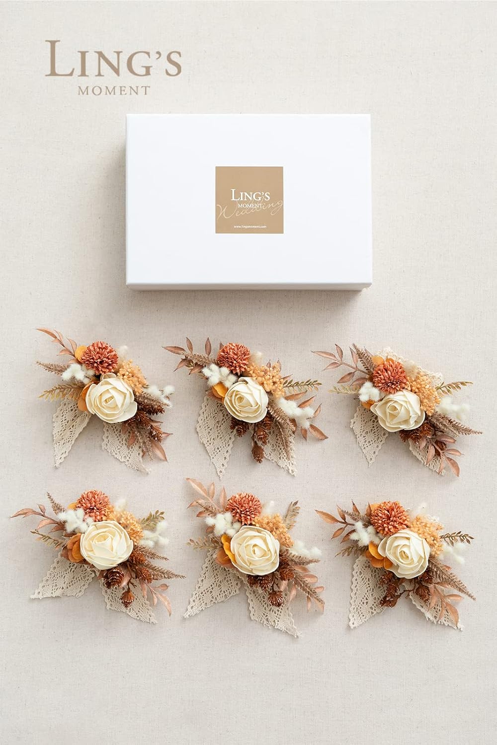 Lings Moment 6pcs Wedding Wrist Corsage Artificial Flowers