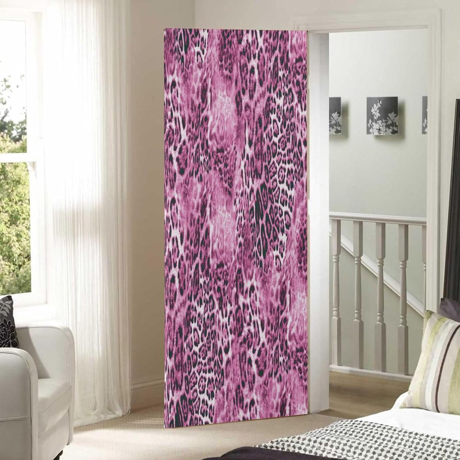 Susiyo Pink Animal Leopard Draft Stopper Door Cover