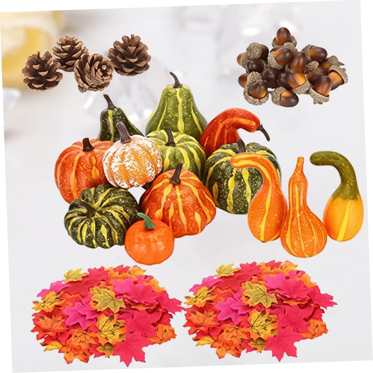 141pcs Artificial Pumpkin Acorn Maple Leaf Halloween Decor
