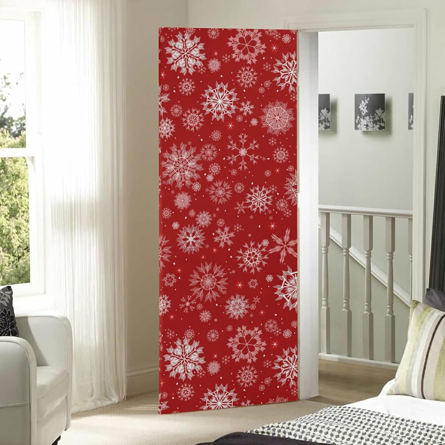 Poeticcity Festive Snowflakes Door Cover 35x79 Inches