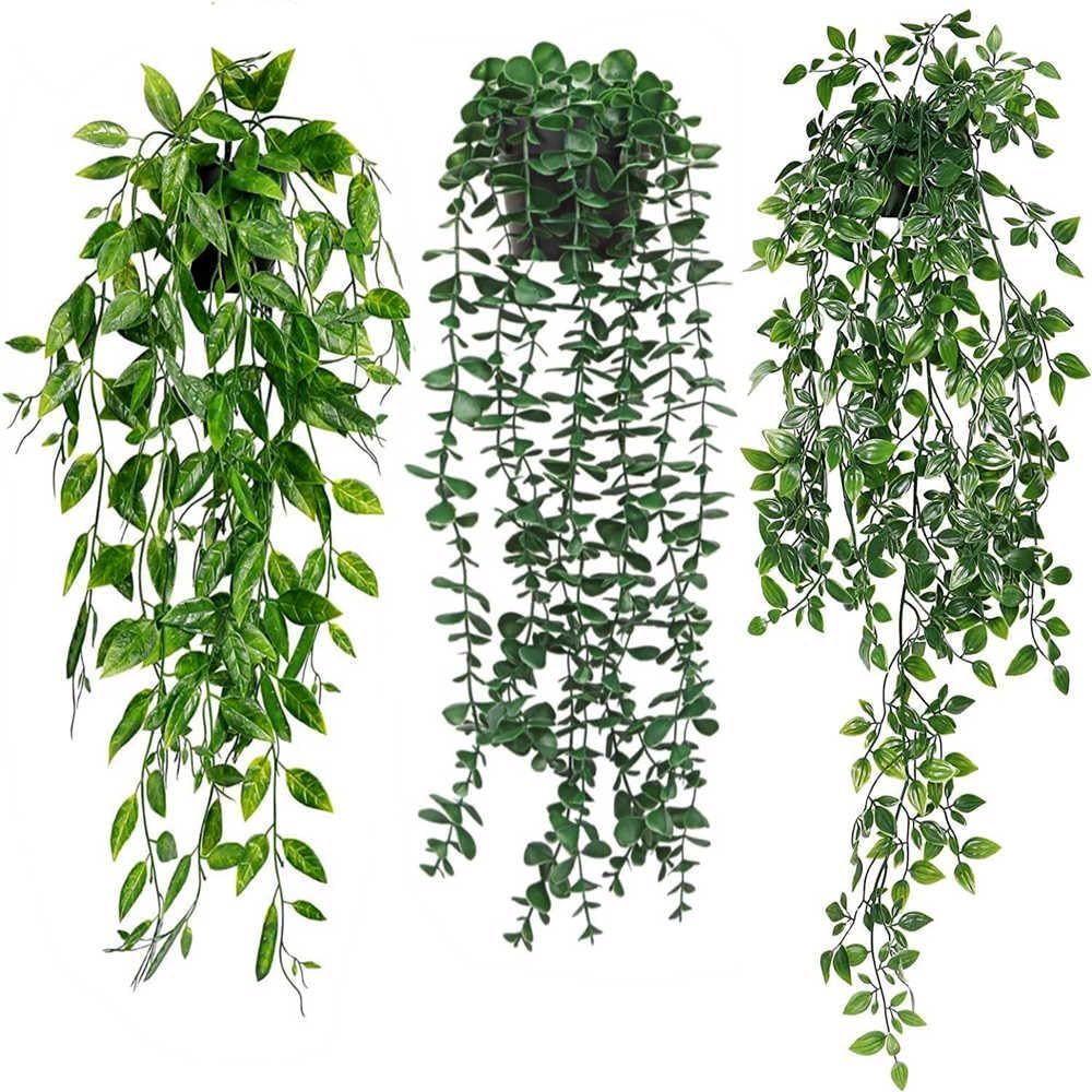 KIRIFLY Artificial Hanging Eucalyptus Plants 3 Pack