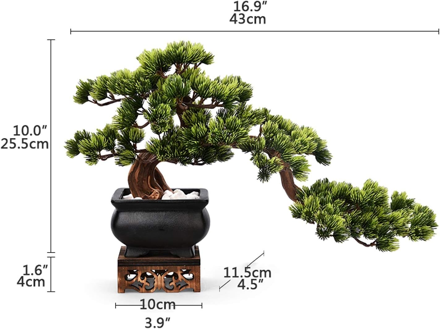 Artificial Bonsai Tree with Wooden Base for Home Office