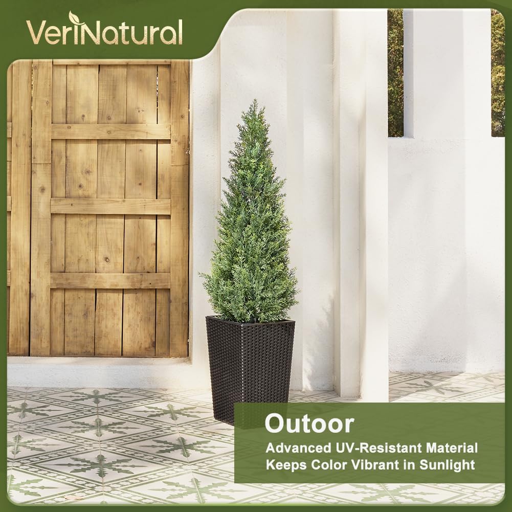 Artificial Cedar Topiary Tree with Black Planter