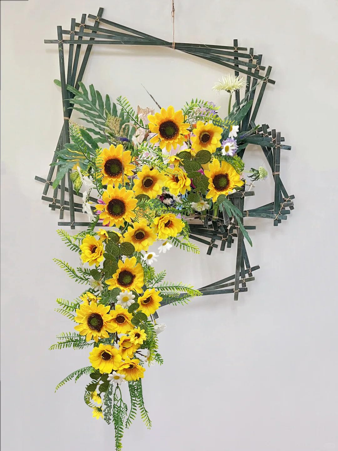 Artificial Sunflower Garland with Green Leaves 2PCS