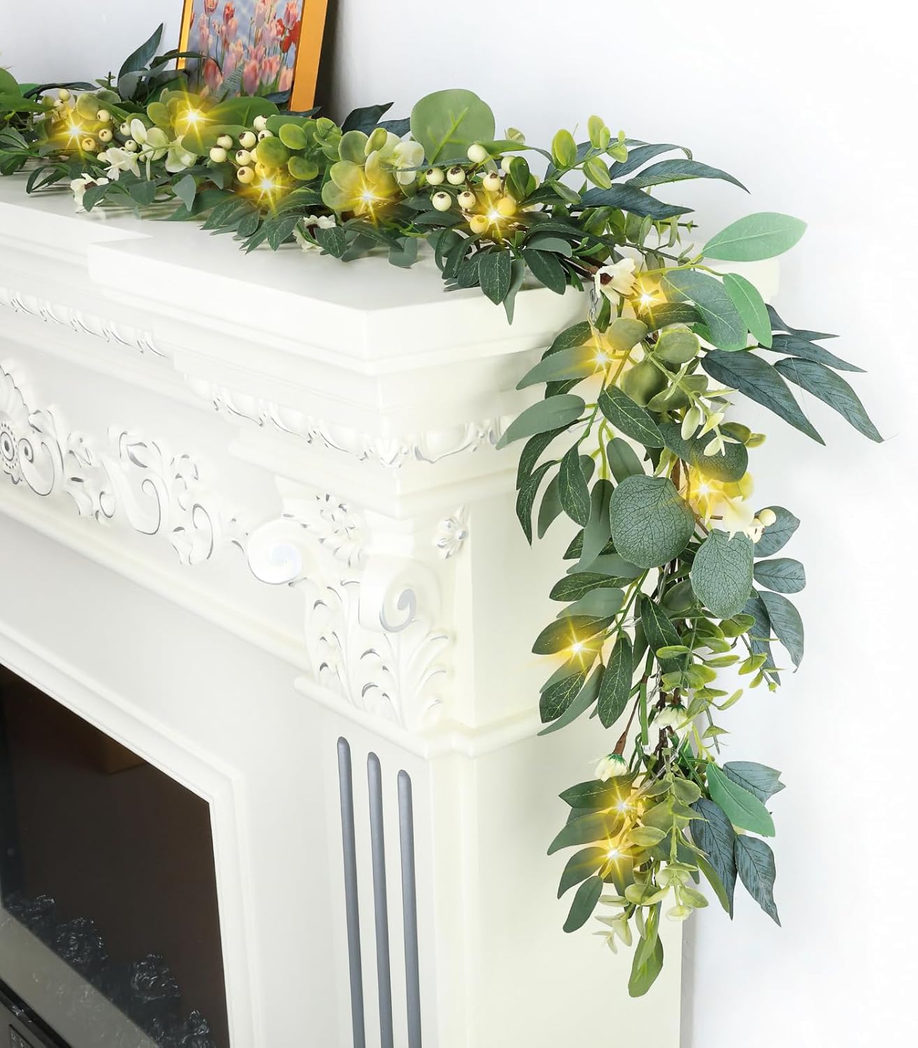 Artgar Eucalyptus Garland with Lights 6 Ft Home Decor