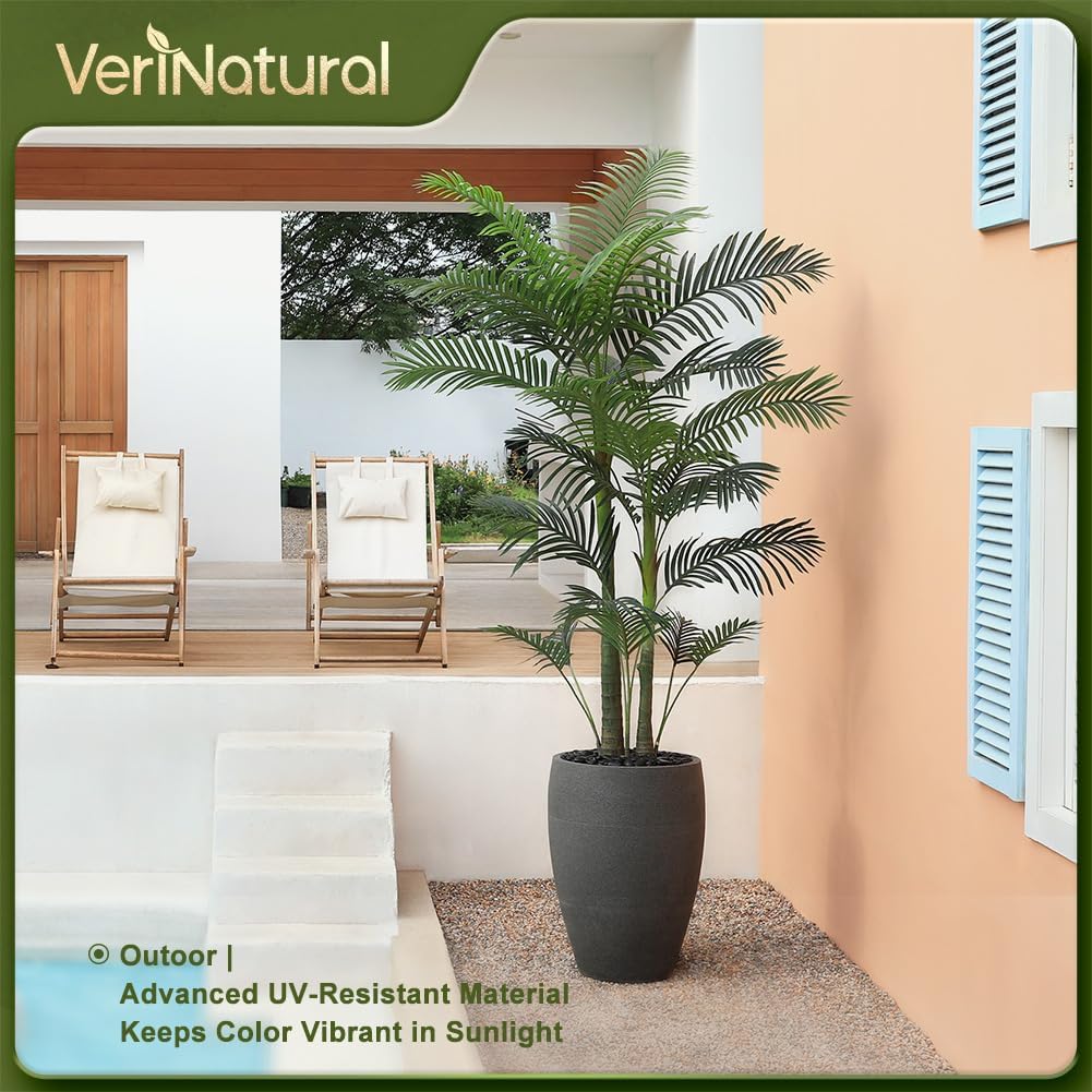 VeriNatural 8ft Artificial Palm Tree with Gray Planter