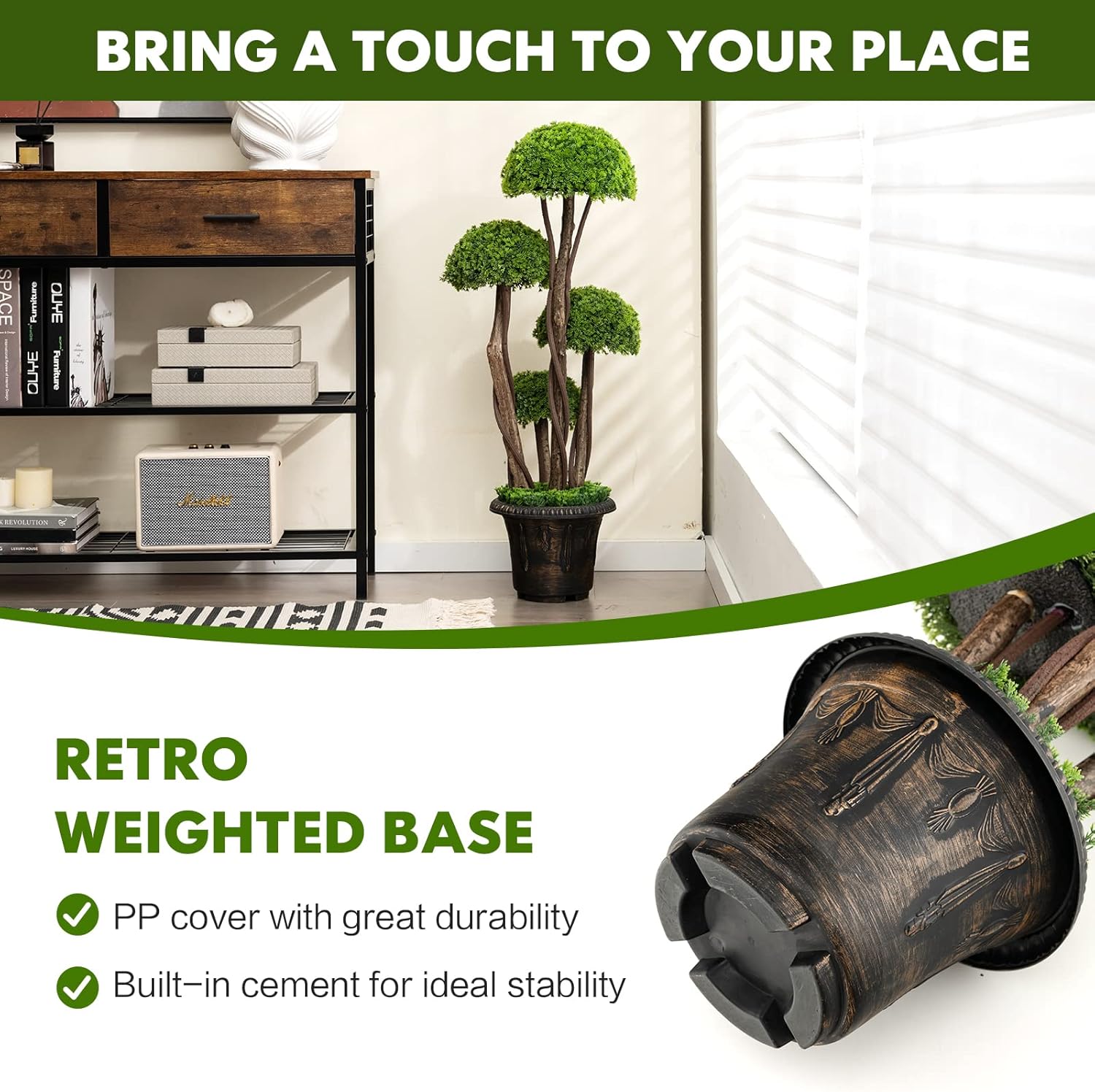 3ft Artificial Cypress Topiary Tree with Retro Cement Pot
