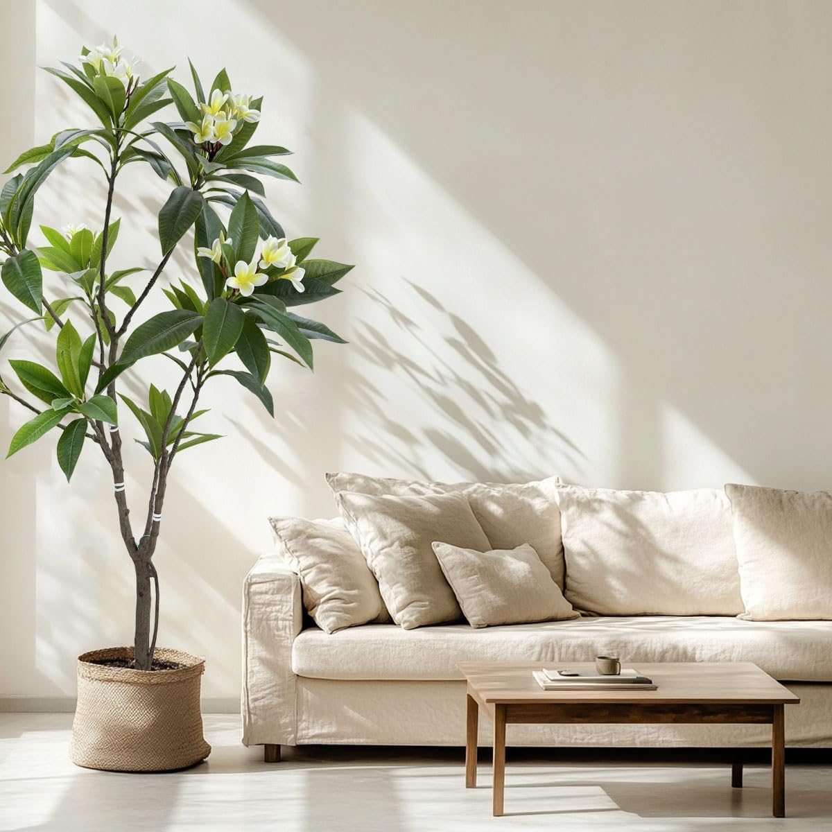 Alonfale 6FT Artificial Plumeria Tree with Concrete Base