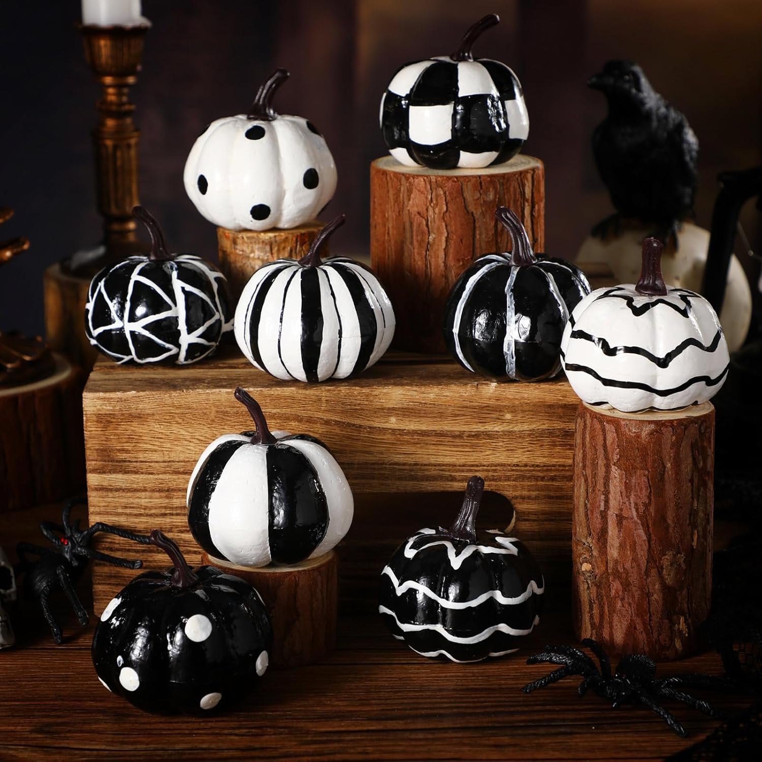Leinuosen 9 Pcs Halloween Mini Pumpkin Decorations