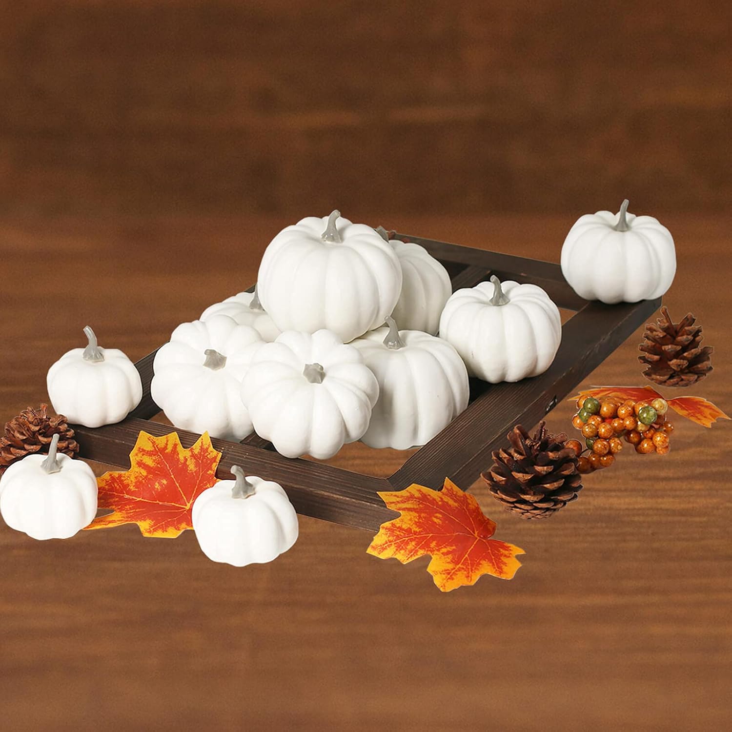 Orgrimmar Realistic Artificial Pumpkins 12PCS White Fall Decor