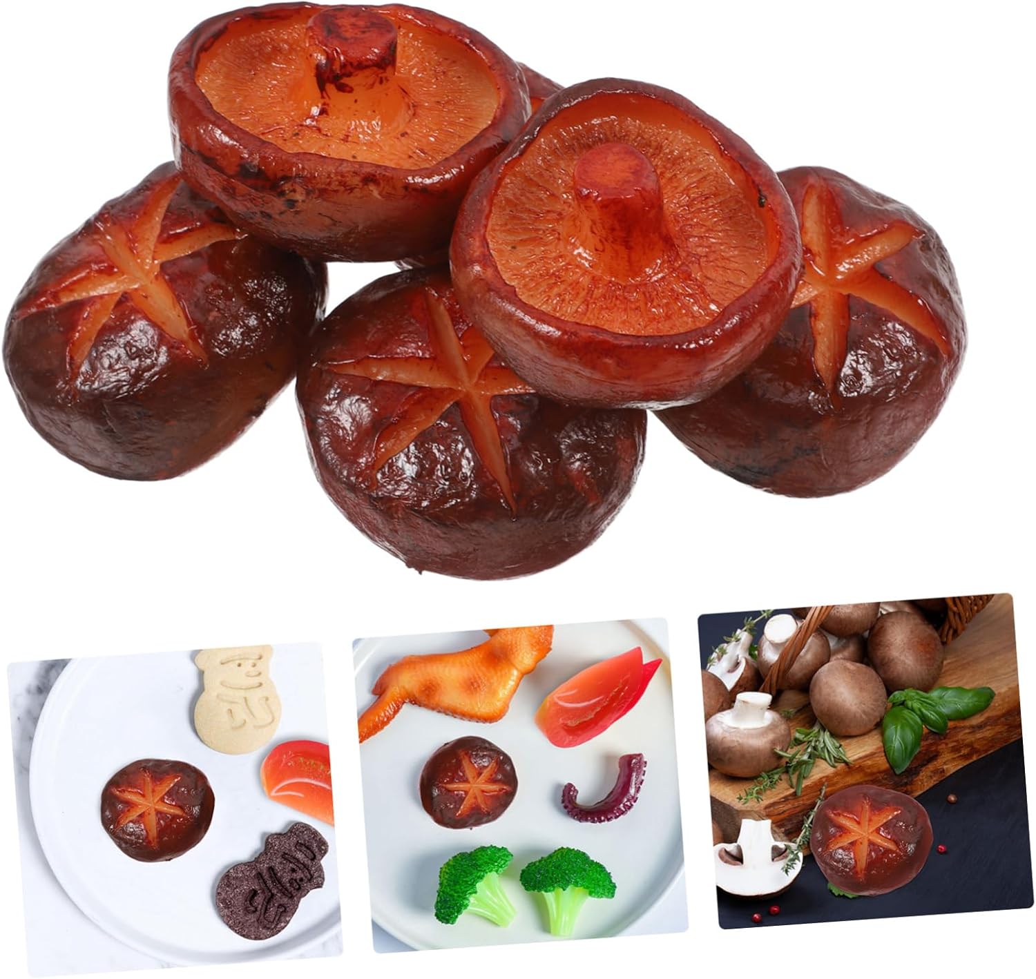 Magiclulu 6pcs Luminous Mushroom Outdoor Decor PVC Fake Vegetables