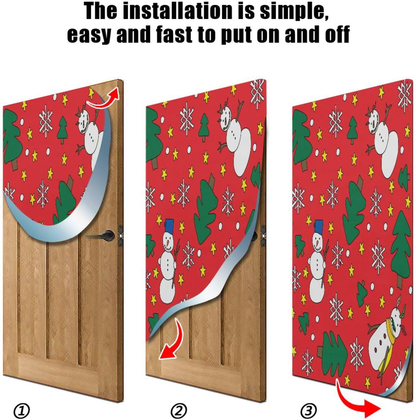Susiyo Snowflakes Pine Tree Door Cover Stretchy Washable