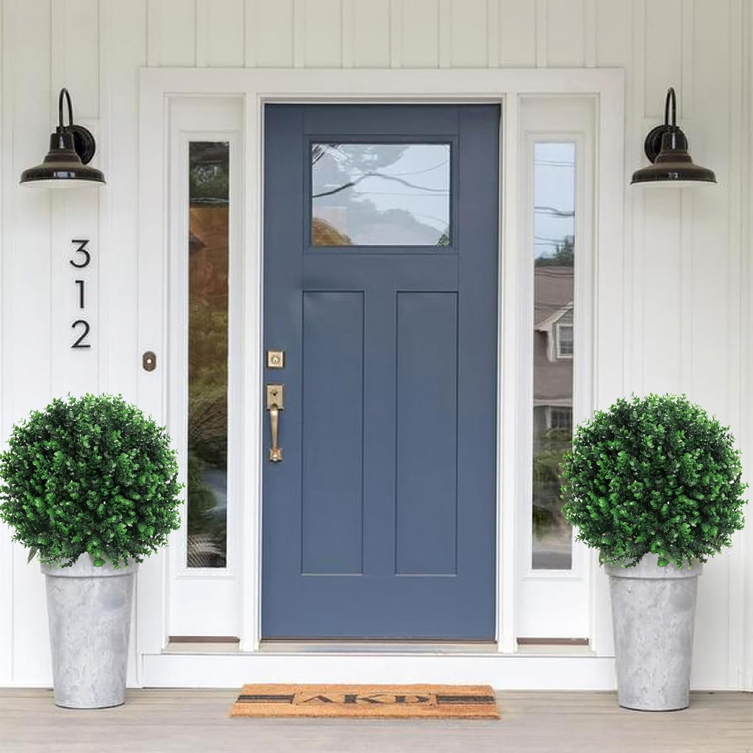 Artificial Boxwood Topiary Ball Set of 2 with Spike UV Resistant