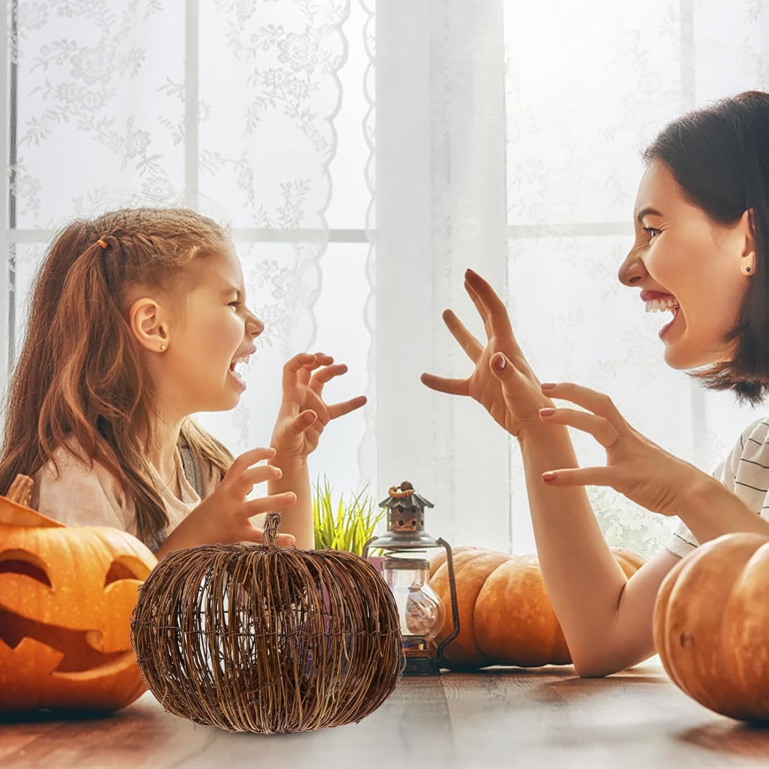 VOSAREA Halloween Rattan Pumpkin Decor 20CM