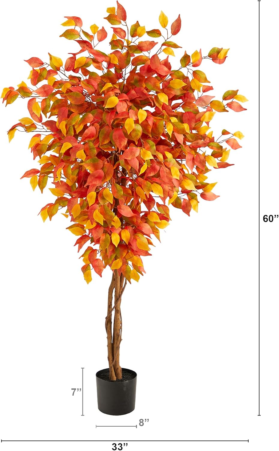 Nearly Natural 5ft Autumn Ficus Artificial Tree