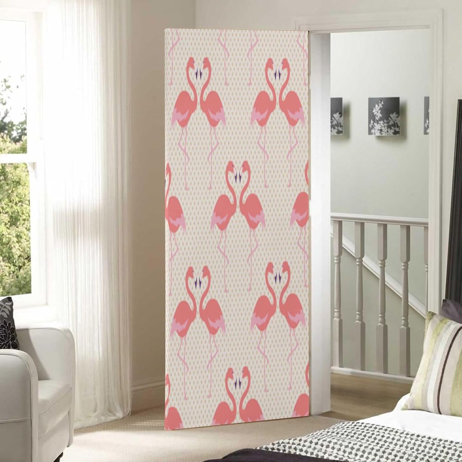 Susiyo Pink Flamingo Door Cover for Halloween Party
