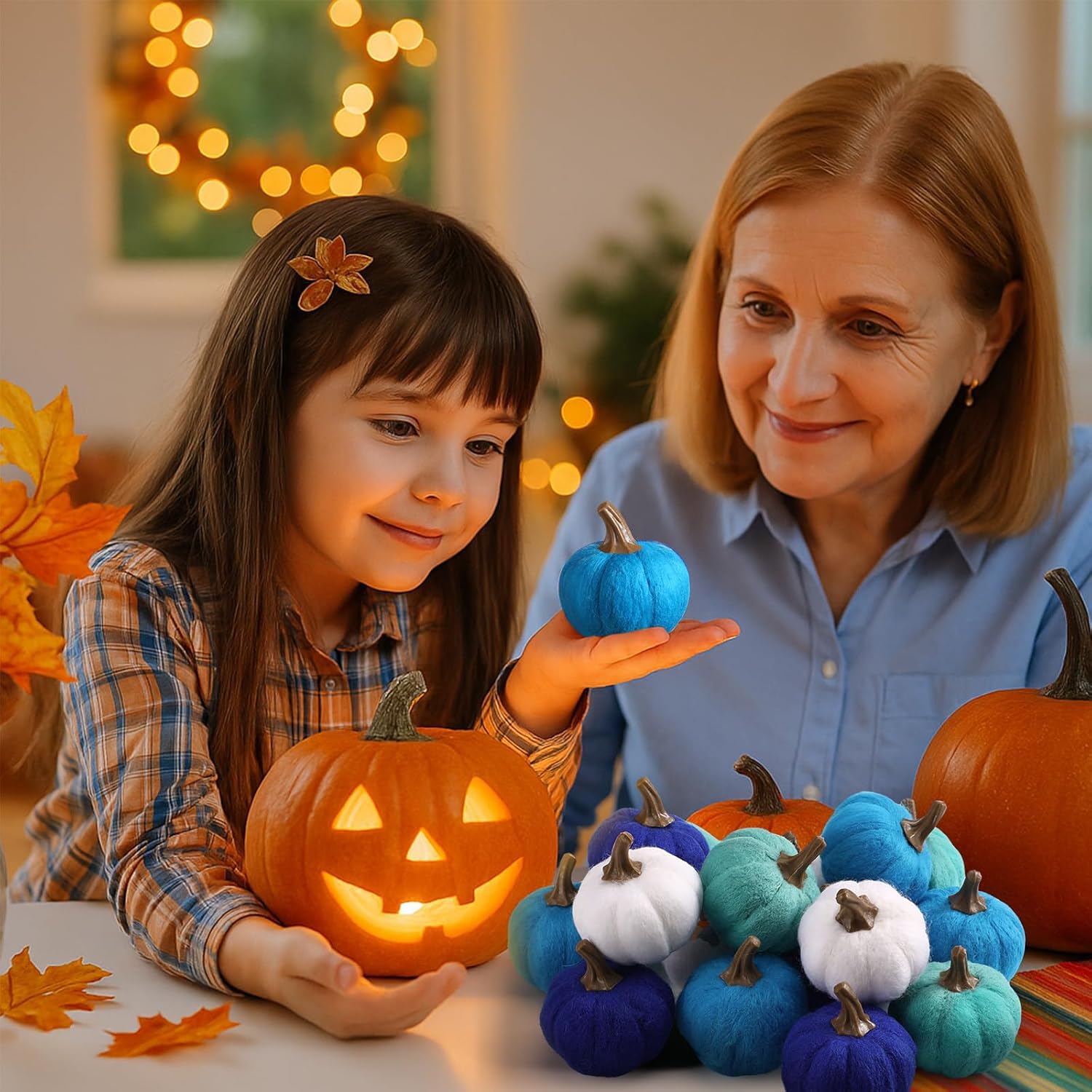 Suncalla 16 Pcs Mini Wool Felt Pumpkins Fall Decor