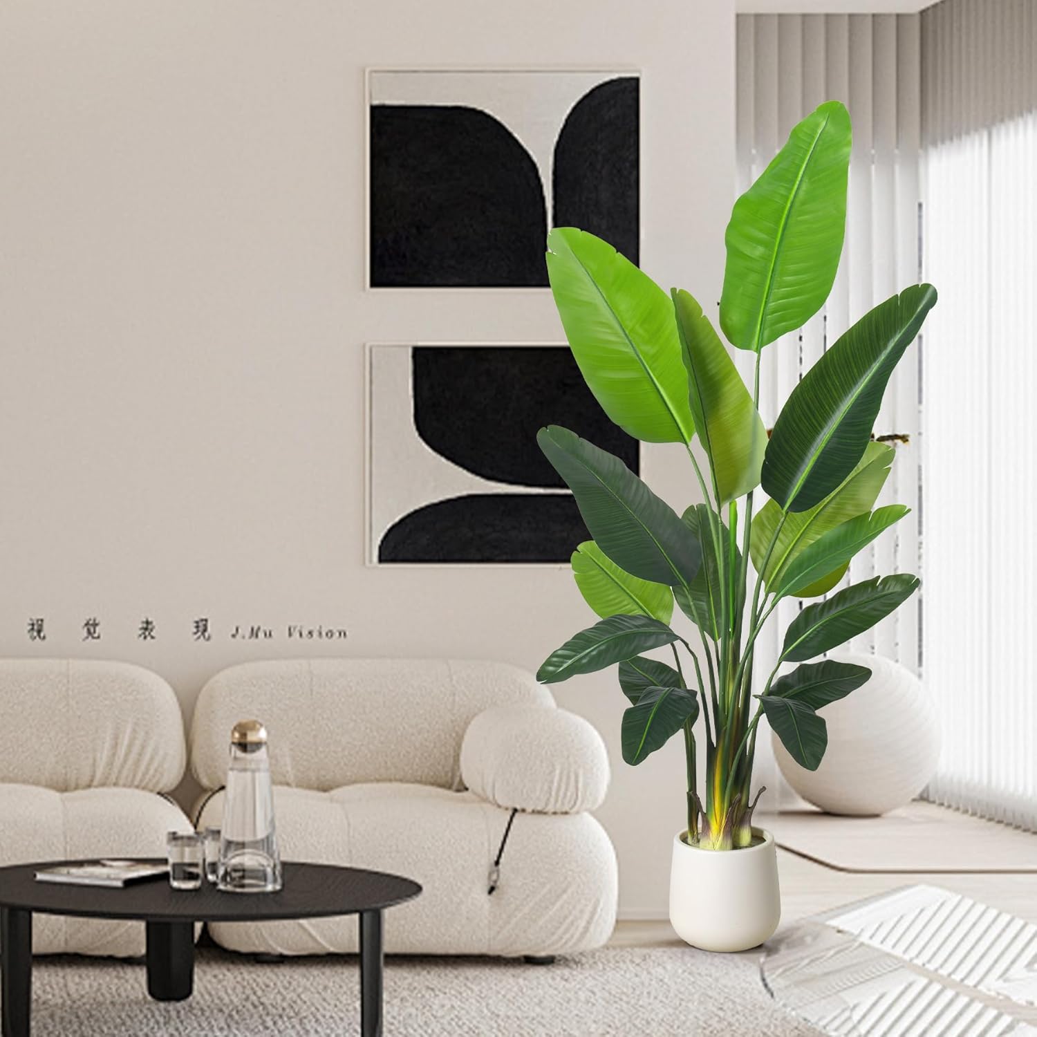 6FT Bird of Paradise Artificial Plants with White Planter