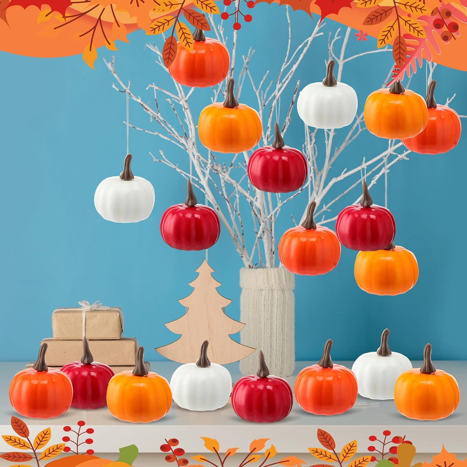 Thyle Mini Artificial Pumpkins 48 Pcs Fall Decor Set